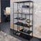 LEBENSwohnART Elegantes Regal Acero 180cm schwarz Metall Industrie-Look Loft Raumteiler