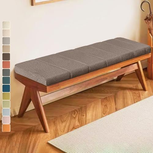 Lsjoaw Bankauflage 80 X 40 X 4CM Sitzkissen Bankpolster Wasserdicht Schmutzabweisend und Kratzfest Sitzkissen für Fensterbank Esstisch Gartenbank Schaukel Terrasse Bank Drinnen Sitz Karamellkaffee