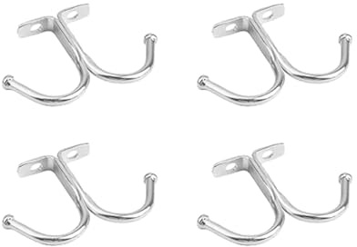ZAAWUUT Ganci da appendere al soffitto in ferro, confezione da 4 ganci in metallo, con doppia punta, per cappotti, asciugamani, cappelli, sotto armadietti, guardaroba (4, argento)