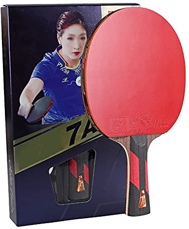 HSWOYEA Raqueta de Ping Pong de Arco y Ataque rápido, Pala de Tenis de Mesa con Placa Inferior de 5 Capas de Madera Pura 7 Estrellas Mango Largo