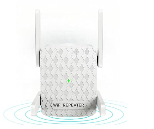 OneTreeTime WiFi Extender – Dual Band 2.4G and 5G WiFi Extender Booster 1200Mbps Wireless WiFi Booster 1 Ethernet Port and 4 External Antennas white UK Plug