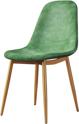 GLMGBP Esszimmerstühle aus Samt, skandinavischer Loungesessel für die Küchentheke, Eckstuhl für Wohnzimmer, Schalenstuhl mit Metallbeinen und Rückenlehne (Farbe: Grün)