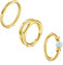 LAURITAMI 3 Stück Nasenpiercing Ring Chirurgenstahl 18G Dünn Nasenpiercing Ring Gold Set,Weiß Opal Septum Clicker Ring,10mm Helix Conch Knorpel Tragus Nasenpiercing Schmuck