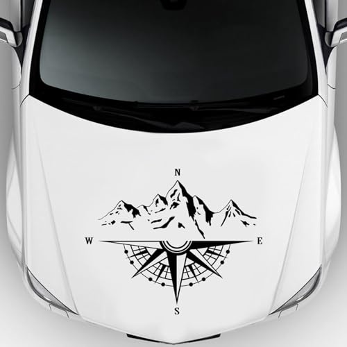 Autoaufkleber, Bergaufkleber, Aufkleber für Motorhaube, Autokarosserie, Seitentür, Wasserdichte Aufkleber, Streifen-Aufkleber für LKW, SUV, Geländefahrzeuge (BLACK)