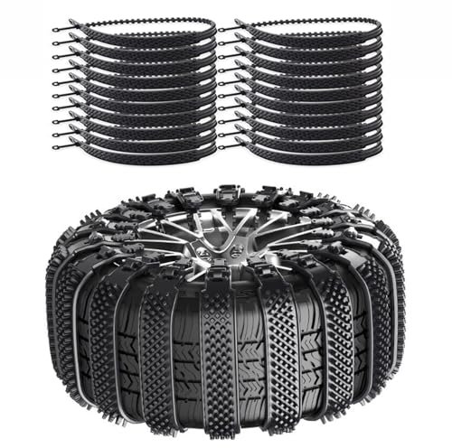 Auto Schneeketten für Jeep Grand Cherokee Limited/Trailhawk/Overland/S/Summit/SRT/Laredo E FWD 4x4, Verstellbare Auto Kabelbinder Anwendbare Reifengröße für 165-275mm,20Pcs-Black