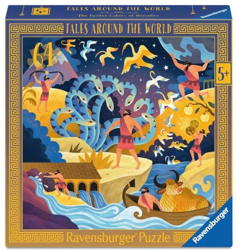 Ravensburger Tales Around the World – The Twelve Labours of Hercules 64 Piece Jigsaw Puzzle with Poster | Kids Educational Puzzle | Fairytale Series for Ages 6+
