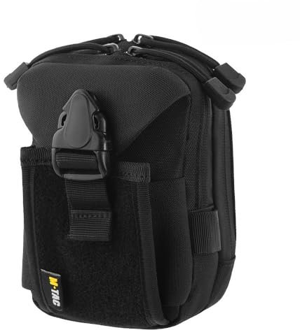 M-Tac Taktischer Organizer Tasche Utility Pouch Large MOLLE-kompatibel mit 3 Fächern, Klettfläche, Hypalon-Verstärkung, elastischem Gurtband – ideal für Outdoor, Militär, EDC, Black