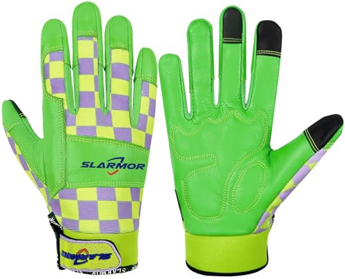 SLARMOR Gartenhandschuhe-Damen, Dornenfeste-Rindsleder-Arbeitshandschuhe-für-Rosen & Garten, Atmungsaktive Sicherheitshandschuhe mit Touchscreen Funktion (L)