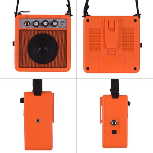 Dilwe Amplificador de Mini Guitar de Sonido Ajustable -Peaker con Función de Sobremarcha para Músicos de Viaje Azul (Orange)