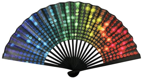 ARWIG Hand Fan Folding for Adults, Premium Rave Fan Folding Fans Handheld for Dance Parties Disco Party Beach Drag Queen Performances, Essential Rave Accessories Gift (Point Pattern)