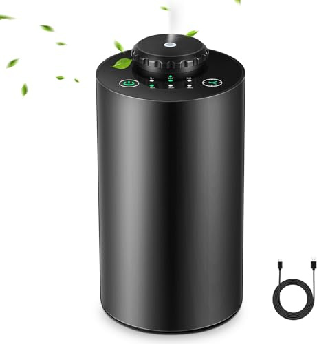 Waterless Essential Oil Diffuser Waterless Aromatherapy Diffuser Waterless Diffuser for Essential Oil with Battery Operated,3 Countdown Timers & 3 Mist Levels for Car Room Office Travel (Black)