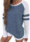 Famulily Women's Long Sleeve Baseball Tee Shirt Crew Neck Colorblock Striped Tops(Blue,Small)