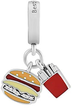 PANDOCCI 2018 Sommer Burger & Pommes Dangle Red Goldene & Gelbe Emaille 925 Silber Bead DIY Passt für Ursprüngliche Pandora Armbänder Charm Modeschmuck