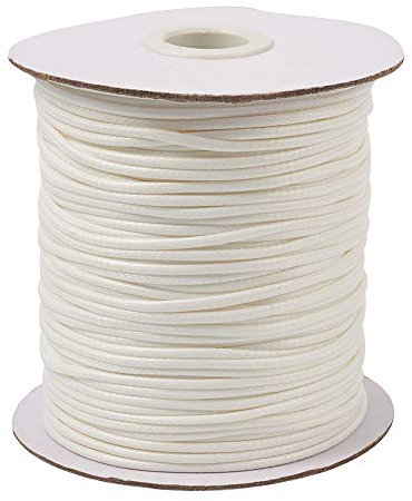 PandaHall 200 Yards/Rollen 2mm Geflochtene Gewachste Baumwollschnur für DIY Armband Schmuckherstellung Handwerk Machen (Weiß)