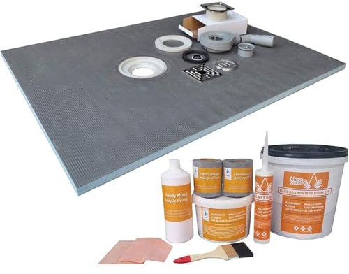 Nassboards Premium PRO Wetroom Shower Tray & Kit - Waterproof and Watertight Design with Drain and Installation Guide Including Sealing Tape, Grate, Base XPS Quality Standard with DVD Instructions