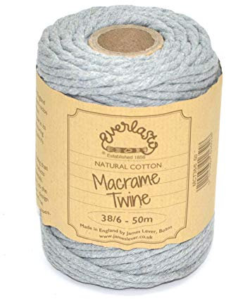 Everlasto Bobine de ficelle en coton doux pour macramé Argenté 50 m