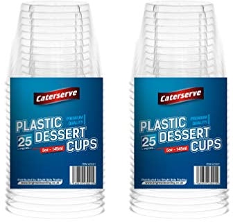 Caterserve Crystal Clear Hard Plastic Dessert Cups Multi-Use tumblers 5oz-145ml (50 Pcs)