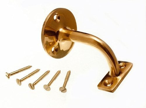 5 x Treppengeländer-Halterungen aus massivem Messing, 87 mm