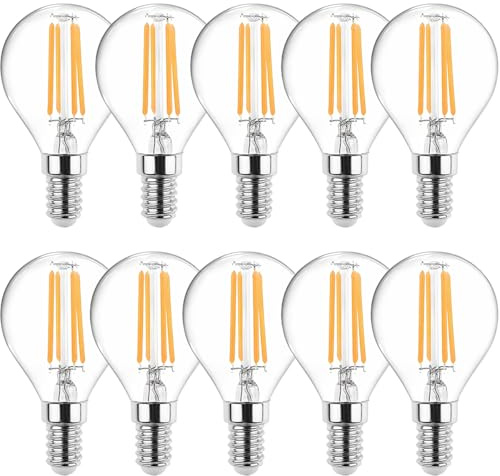 WULUN 10 Stück E14 4W LED Filament Lampen, Edison G45 Mini Globe Lampe, Glas Klar, 3000K Warmweiß, 400 LM, 360° Abstrahlwinkel, Nicht Dimmbar, Entspricht 40W Glühlampe, AC 220-240V