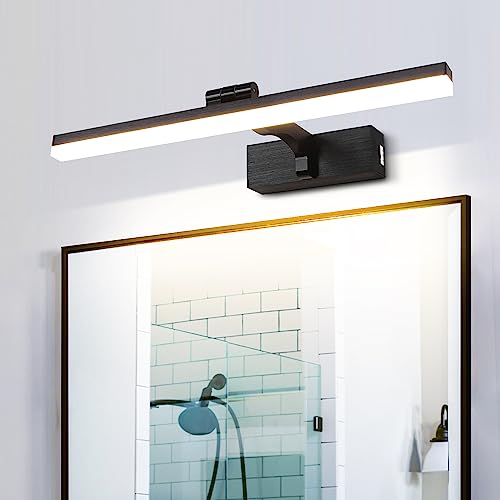 MantoLite LED Schwarz Einstellbare Farbtemperatur Bild Wandleuchten, 8w 40cm Badezimm Waschtisch Badleuchte Verstellbarer Bilderleuchten Beleuchtung Fixture Kosmetikspiegel Licht 3000K/4500K/6000K