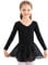 Bezioner Kinder Ballettkleidung Mädchen Ballettkleid Langarm Balletttrikot Ballettanzug Tanzkleid Tanzbody aus Baumwolle mit Chiffon Rock Tütü Schwarz 130