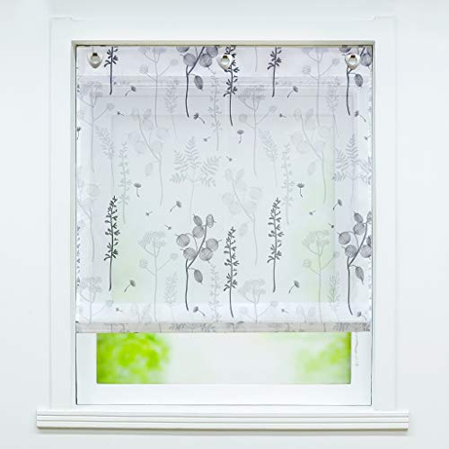 Joyswahl Tenda a pacchetto in voile con ganci, con occhielli, 80 x 140 cm, colore grigio, confezione da 1