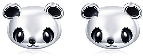 Qings Panda Ohrringe Damen - Tier Ohrstecker für Frauen Mädchen, Tier Ohrstecker 925 Sterling Silber