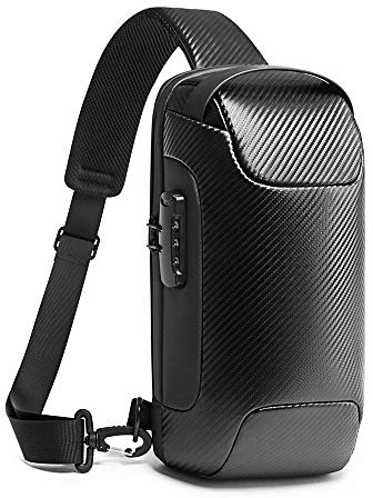 OZUKO Brusttasche Herren Umhängetaschen Anti-Diebstahl Sling Bag Crossbody-Rucksack Wasserdichte Schultertasche mit USB für Arbeit Reisen Wandern (Schwarz)