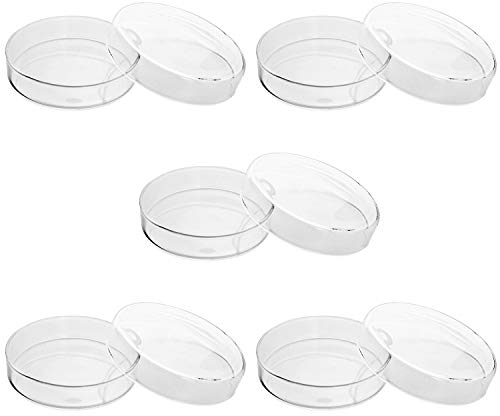QWORK® Boîtes de Pétri en Verre Borosilicate avec Couvercles, 90mm x 20mm, 5 Pièces