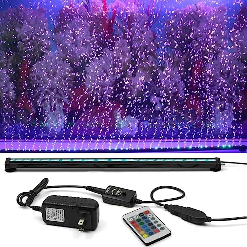 GOESWELL Aquarium Lampe - RGB Aquarium Led Beleuchtung mit Bubble - Aquarium Licht Led mit Fernbedienung, Timer und Integrierter Blasenfunktion - IP68 Wasserdicht für Fisch Tanks (52 cm)