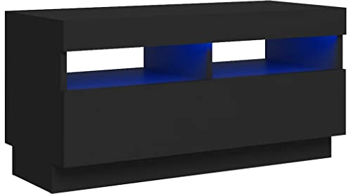 vidaXL TV Schrank mit LED-Leuchten Lowboard Sideboard Fernsehschrank Fernsehtisch TV Möbel Tisch Board HiFi-Schrank Schwarz 80x35x40cm