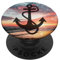 Schwarz, nautisch, Bootfahren, Anker, Meereswellen, Strand, Sand, Sonnenuntergang PopSockets Klebender PopGrip