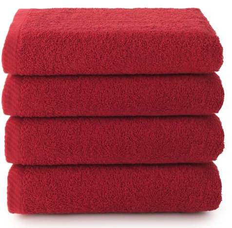 Top Towel - Plus - Serviettes de Bain - 4 Serviettes de Visage ou Bidet - 30 x 50 cm - 100% Coton - Grenate
