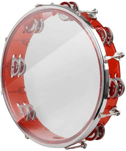 Vilihkc Tambourine Adjustable Tone Hand Drum Double Row Metal Jingles Hand Bell Performance Level Handheld Percussion