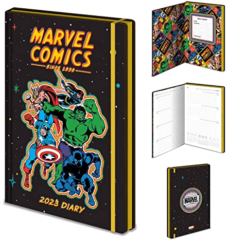 Pyramid International Marvel Comics Tagebuch 2023, A5, Hardcover, Wochenplaner (Avengers-Design), offizielles Merchandise-Produkt, mehrfarbig, SR74110