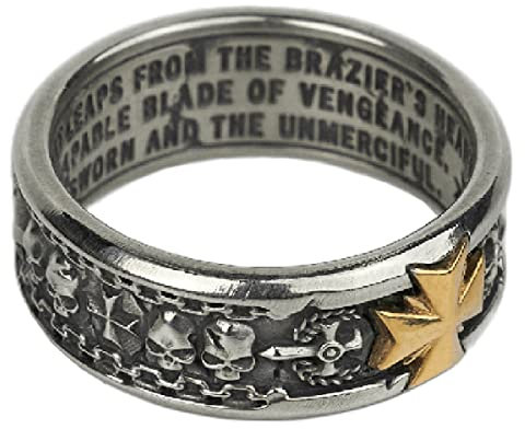 Starforged Bague Templier Noir de Croisé Vows Or Empire Champion Bague de Warhammer 40K, Métal, Sans Pierre précieuse