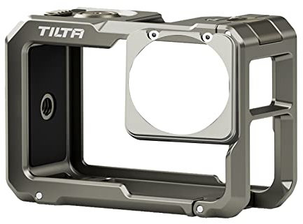 TILTA Cage de caméra pour DJI Osmo Action 3 avec Point de Fixation 1/4-20 et récepteur pour Sabot Froid - Gris TA-T40-A-TG