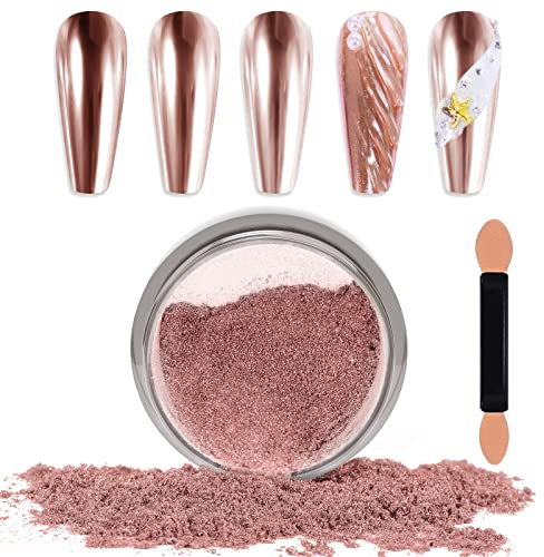 Laza Specchio in polvere cromata, effetto metallizzato, polvere olografica, decorazione per manicure smaltata, pigmento riflettente, per nail art, artigianato in resina, regali per oro rosa