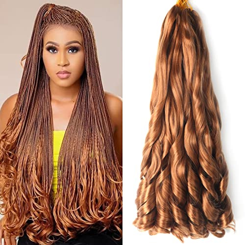 Ainimiu 22 inch French Curly Braiding Hair 8 Packs French Curl Braiding hair Pre Stretched Loose Wavy Bouncy Braids Synthetic Hair Extensions