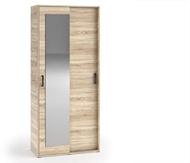 MargaretHadas24 Garderobenschrank Vanessa I 90 cm Garderobe Schrank Spiegel Schlafzimmer Jugendzimmer (Sonoma, 90cm)