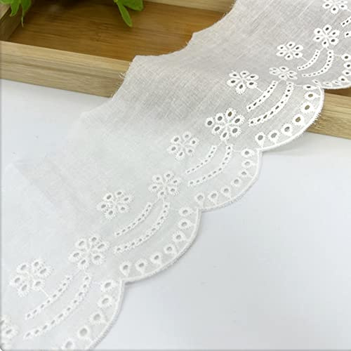 Vintage Hohle Stickerei Baumwolle Spitzenband Dekoband Zierband Spitzenstoff Spitzenborte Häkel-Borte für Nähen Handwerk Weihnachtsdekoration Hochzeit Vorhang Deko Geschenkbox 10cmx3Yard,Weiss