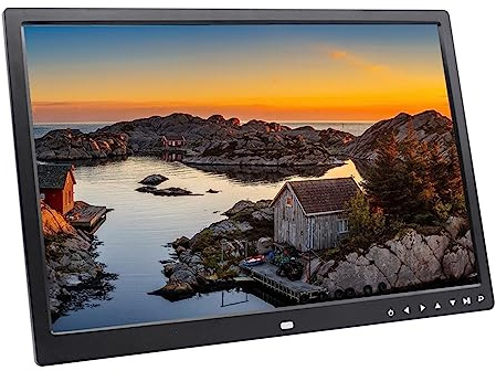 17 Zoll großer digitaler Bilderrahmen 1080P Einfache Einrichtung, Unterstützung von Video und Musik, Diashow-Bewegungserkennung (Color : Black)