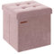 SONGMICS Storage Ottoman, Foldable Small Ottoman Foot Rest, 38 x 38 cm Foot Stool, Ottoman with Storage, Load up to 300 kg, for Living Room, Bedroom, Dorm, Jelly Pink LSF227R51