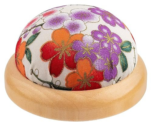 Rolybag Nadelkissen, Holzbasis Nadel Nadelkissen Japanischer Stil Runde Nadelkissen für Nähen Nadelhalter oder DIY Handwerk (Japanischer Stil 1)