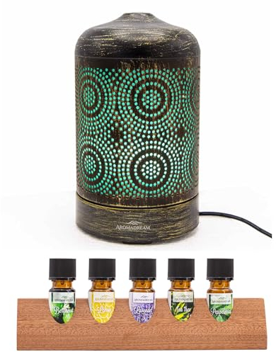 Candle-Brothers elektrischer Aroma Diffusor Set mit ätherischen Ölen | Luftbefeuchter Für Zuhause | Aroma Diffuser Marrakesch | 100ml Wassertank | Aromatherapie für Yoga