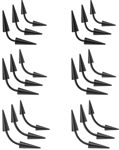 ZS Augenbrauen-Piercing-Schmuck, gebogene Barbell, vertikale Labret-Lippenringe, Spike-Tragus-, Helix-Ohrringe, Rook-Nasen-Brücken-Ringe für Damen und Herren, 18 Stück