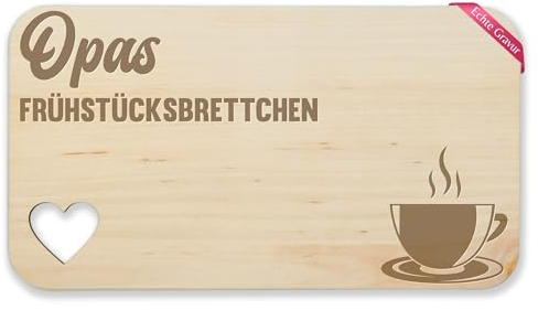Holz Herz - Frühstücksbrett - Opas Frühstücksbrettchen I Opa Geschenk Opi Geschenkideen Grossvater Weihnachten - 22,5x12,5 - Holz - aus geschenke für großväter großvater geburtstag