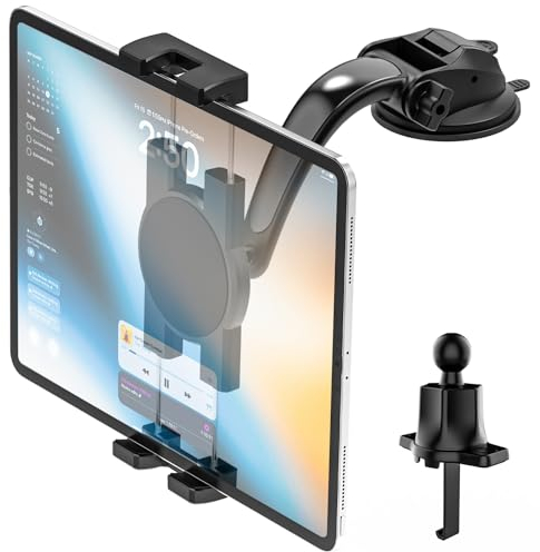 Phichy 3 in 1 Lüftung Armaturenbrett Windschutzscheibe Tablet Halterung Auto für 4,7-13 Zoll iPad, KFZ Saugnapf Tablethalterungen Auto für iPad Pro/Air/Mini, Smartphone, Galaxy Tab, Fire HD, iPhone
