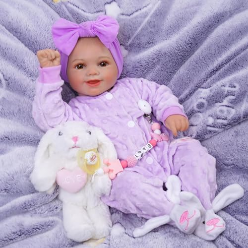BABESIDE Reborn Puppen Lebensecht Sunny 17 Zoll Wie Echtes Baby Realistische Babypuppen Newborn Puppe Mädchen Weicher Stoffkörper Reborn-Kleinkind-Puppen Echtes Leben Baby Puppe Violett