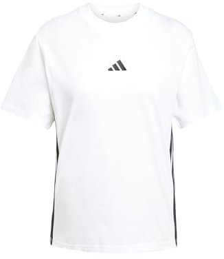 adidas Donna Essentials 3-Stripes Cotton T-Shirt, White/Black, S